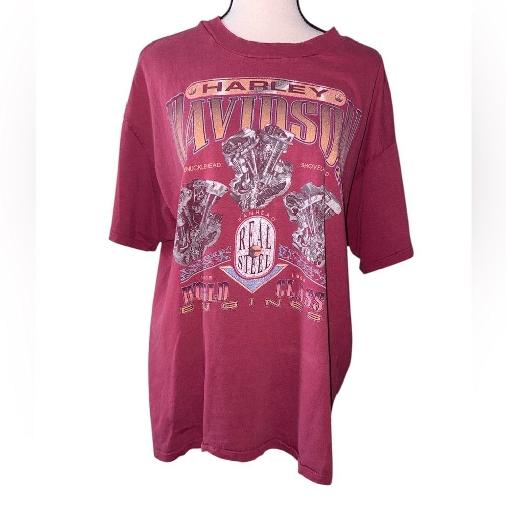 Harley‑Davidson VTG Maroon Graphic Engine Short Sleeve Tee